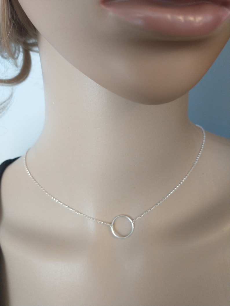 Sterling Silver Karma Necklace Silver Circle Pendant Simple Etsy
