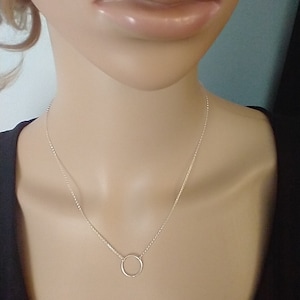 Sterling Silver Karma Necklace, Silver Circle Pendant, Simple Jewelry ...