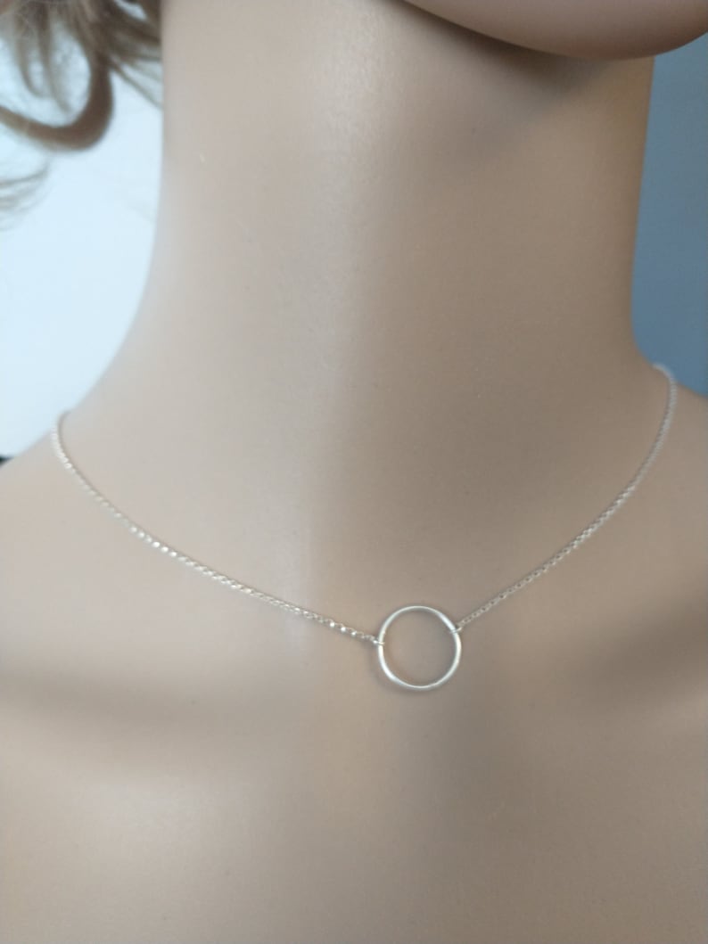 Sterling Silver Karma Necklace Silver Circle Pendant Simple Etsy
