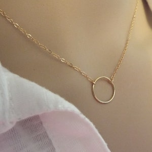 Gold Fill Karma Necklace, Gold Circle Pendant, Simple Jewelry Minimalist Necklace, Gold Jewelry, Gold Necklace, Simple Eternity, Choker image 3