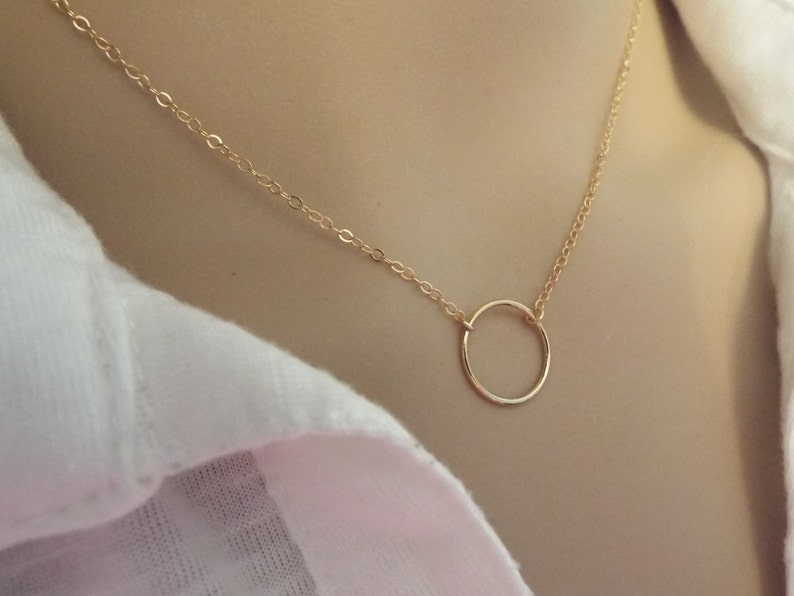 Gold Fill Karma Necklace, Gold Circle Pendant, Simple Jewelry Minimalist Necklace, Gold Jewelry, Gold Necklace, Simple Eternity, Choker image 3