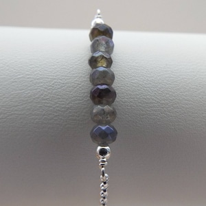 Labradorite Bracelet- Sterling Silver, Gold Filled or Rose Gold. Dainty gemstone bracelet. Thin bracelet. Minimalist jewelry. Little dainty