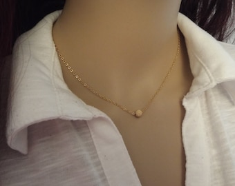 SALE 14k Gold Fill Bead Halskette-Tiny Dot Single Bead-Dainty Gold Necklace-Alltagsschmuck Stardust Bead Minimalist