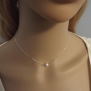 パールネックレス スターリングシルバーまたはゴールドフィルド 淡水パール ブライダル ブライズメイドギフト モダンパールネックレス 上品 ミニマル