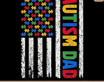 Papá con autismo (PNG), rompecabezas de concienciación sobre el autismo para padres, bandera de EE. UU. (PNG), rompecabezas de la bandera de EE. UU. (PNG), rompecabezas de neurodiversidad (descarga digital)