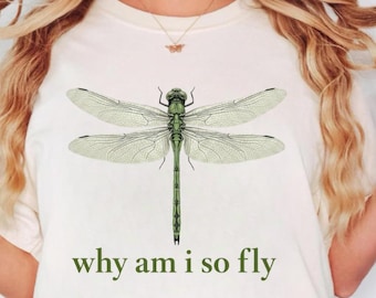 ¿Por qué soy tan genial? PNG, Ilustración de libélula verde, amante de la naturaleza, PNG, Arte estético de insectos (Descarga digital)