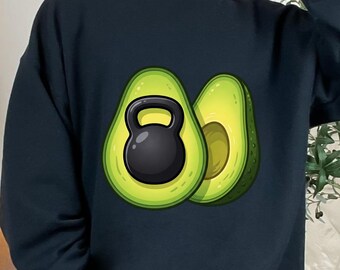 Divertido juego de palabras de aguacate con pesas rusas para entrenamiento en el gimnasio, PNG, Aguacate fitness, Amante del gimnasio PNG, Entrenamiento de fuerza con comida saludable PNG (Descarga digital)