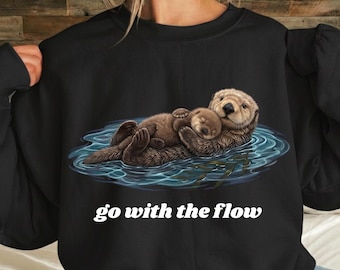 Nutria marina flotante PNG: Linda nutria marina flotante, animal oceánico, amante de las nutrias PNG, ilustración de fauna costera (descarga digital)