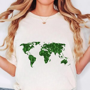 Digital global map with binary numbers design