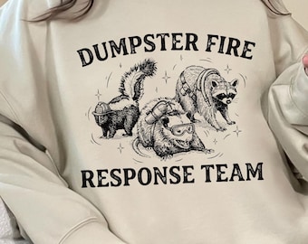 Equipo de respuesta ante incendios de contenedores PNG: Humor de mapache, mofeta y zarigüeya PNG, Ilustración de caos sarcástico (Descarga digital)