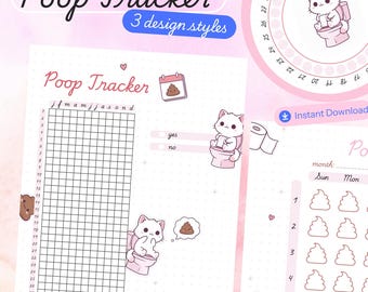 Bowel Movement Tracker - Poop Tracker - Gut Health & IBS Log   ( Printable Planner, PDF )