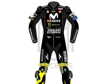 Yamaha Movistar Black 2018 Model Motorcycle MOTOGP Motorbike Leather Racing Suit Unisex | Available in all sizes | CE Certified Level 2 Suit