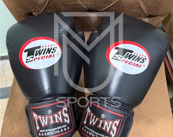 Twins Special Black Leather Boxing Gloves | Muay Thai Sparring Training BGVL-4