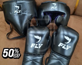 Cowhide Leather Boxing Set | Sparring Gloves, Head Guard, Groin Guard