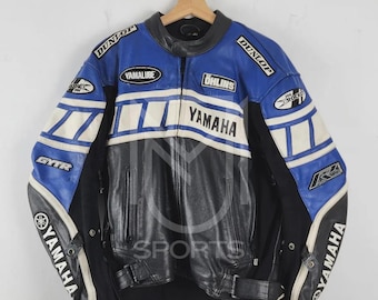 Yamaha Leather Motorcycle Jacket | CE Certified Cowhide Biker Jacket