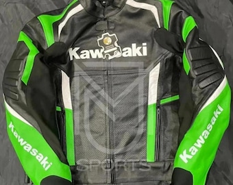 Kawasaki Ninja Leather Motorcycle Jacket: Cowhide Biker Jacket