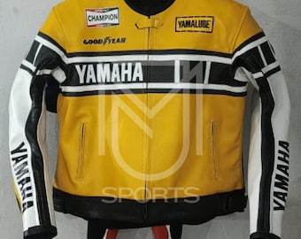 Yamaha Leather Motorcycle Jacket | CE Certified Cowhide Biker Jacket