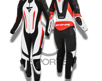 SHIMA Miura RS Ladies Orange Black White One-Piece Leather Motorcycle Race Suit | Available in all sizes | CE Certified Level 1 Suit