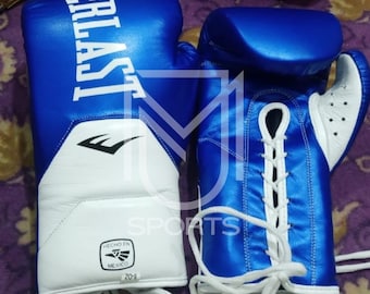 Everlast Elite Pro Leather Boxing Gloves | Lace-Up Sparring Training Gloves