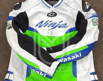 Kawasaki Ninja Leather Motorcycle Jacket | CE Certified, Unisex