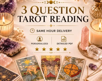 3 Question Tarot Reading | Personalized Psychic Reading | Love Career Future Guidance | Same Hour Delivery | Detailed PDF Report