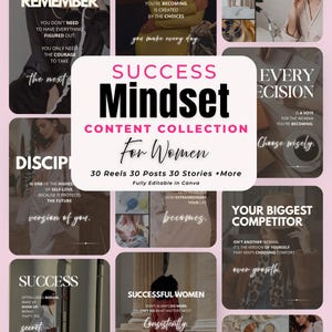 Mindset Content Collection | Canva Templates for Instagram | 30 Reels, 30 Posts & 30 Stories | Ready-to-Post Social Media Content