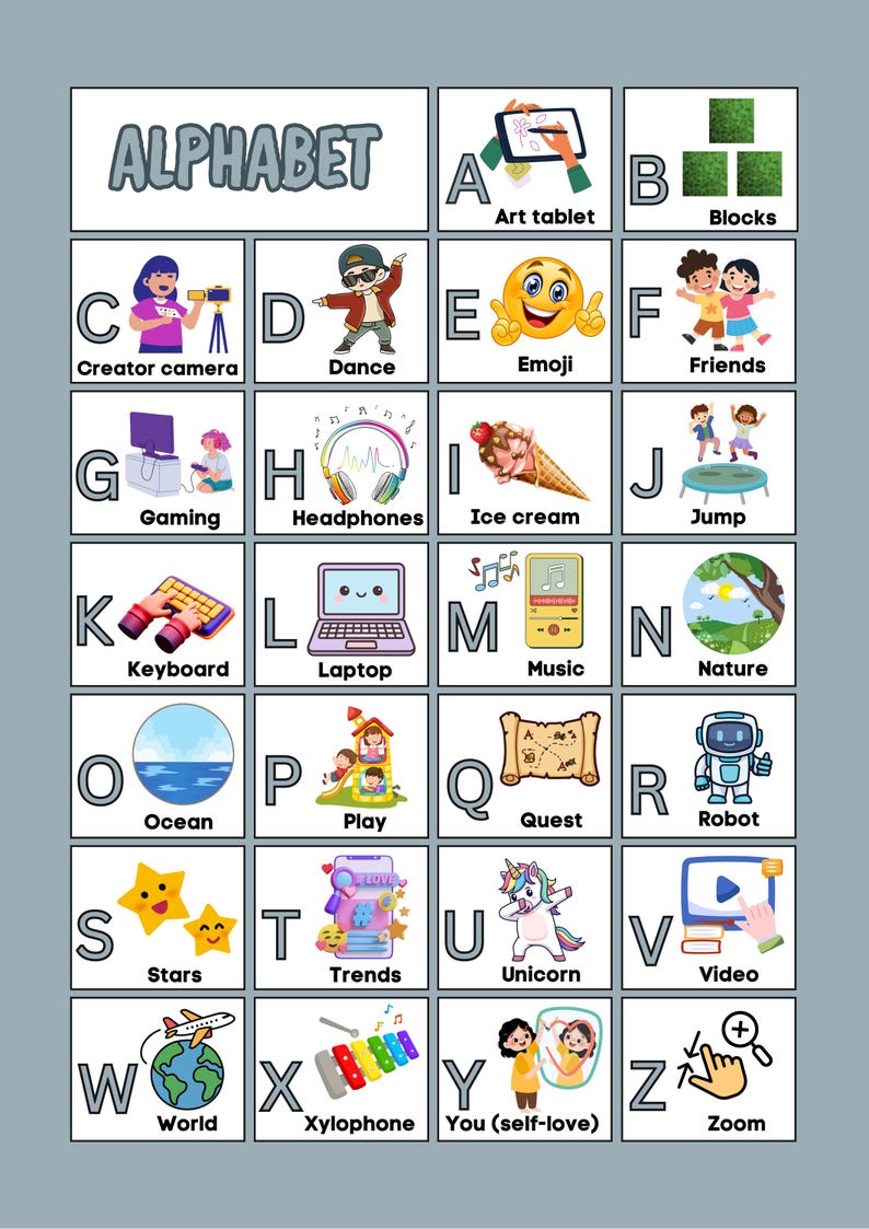 Alphabet ABC, Modern Alphabet A3, Digital Print Poster - Etsy