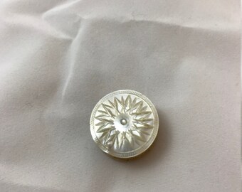 Vintage carved mother of pearl waxing bobbin for sewing