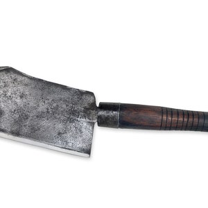 Antique 1800s BEATTY 9&quot; Blade Meat CLEAVER Solid Steel Hand Forged Heavy, Made in Chester PA.Good Vintage Unusual Shape. Use or Display