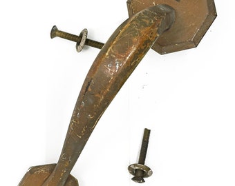 Antique 1800s P&F CORBIN Solid Brass Door,Gate Handle Pull with Tumb Latch. Heavy and 9.5"H,Use or Display. Collectible. US Made in Conn.