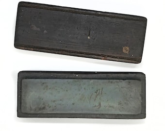 Antique Wood Block Sharpening OIL STONE. Antiskid Brass Legs.1800s. Display or Use.