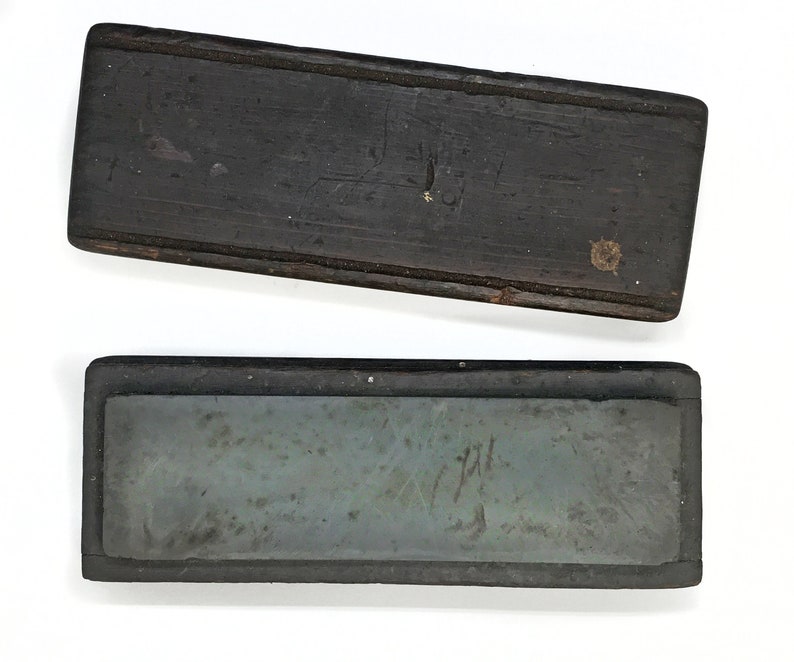Antique Wood Block Sharpening OIL STONE. Antiskid Brass Etsy