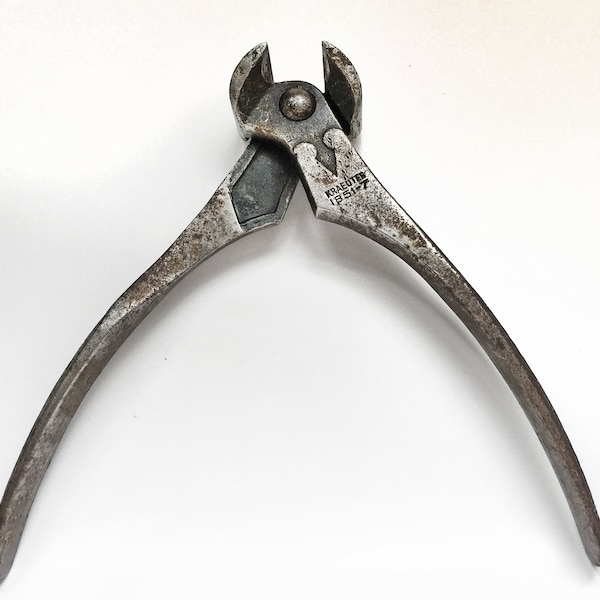 Vintage KRAEUTER SUPREME NIPPERS No.1851-7 USA7" Long 1 1/4" Wide Jaws End Nippers Cobbler Shoe Repair Cutter Pliers.Patina.Collectible.Use.