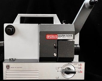 Vintage Late 1970s EUMIG Mark-500E Super 8, Single 8,Standard 8 Movie Projector Made in AUSTRIA.NoSound. Cord. Use or Display .Good Old Days