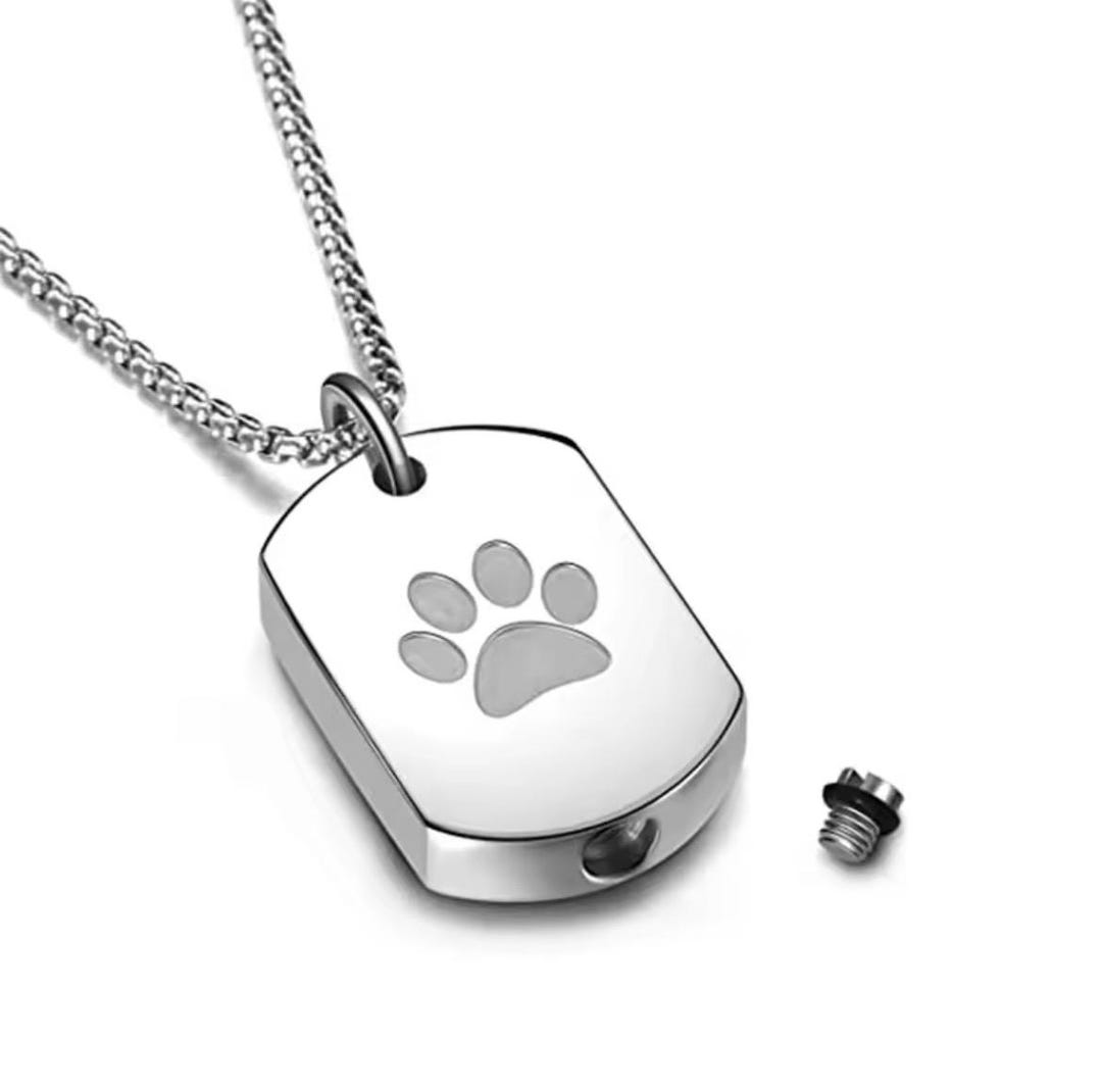 Paw Print Stainless Steel Memorial Urn Necklace for Ashes – Pet ...