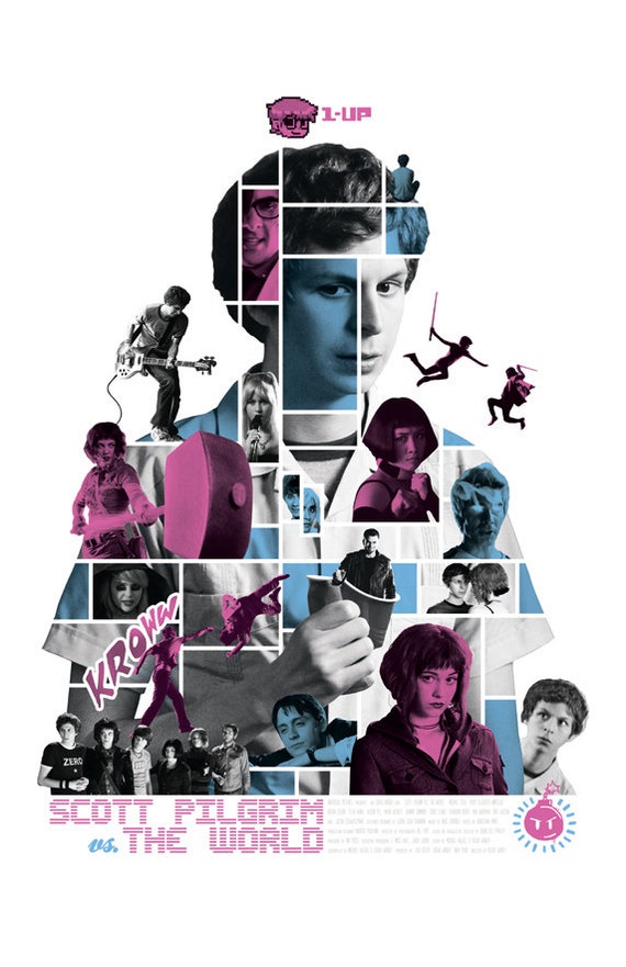 Scott Pilgrim Vs The World Mosaic Poster Etsy