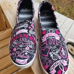 Breast Cancer Awareness shoes (slip ons)