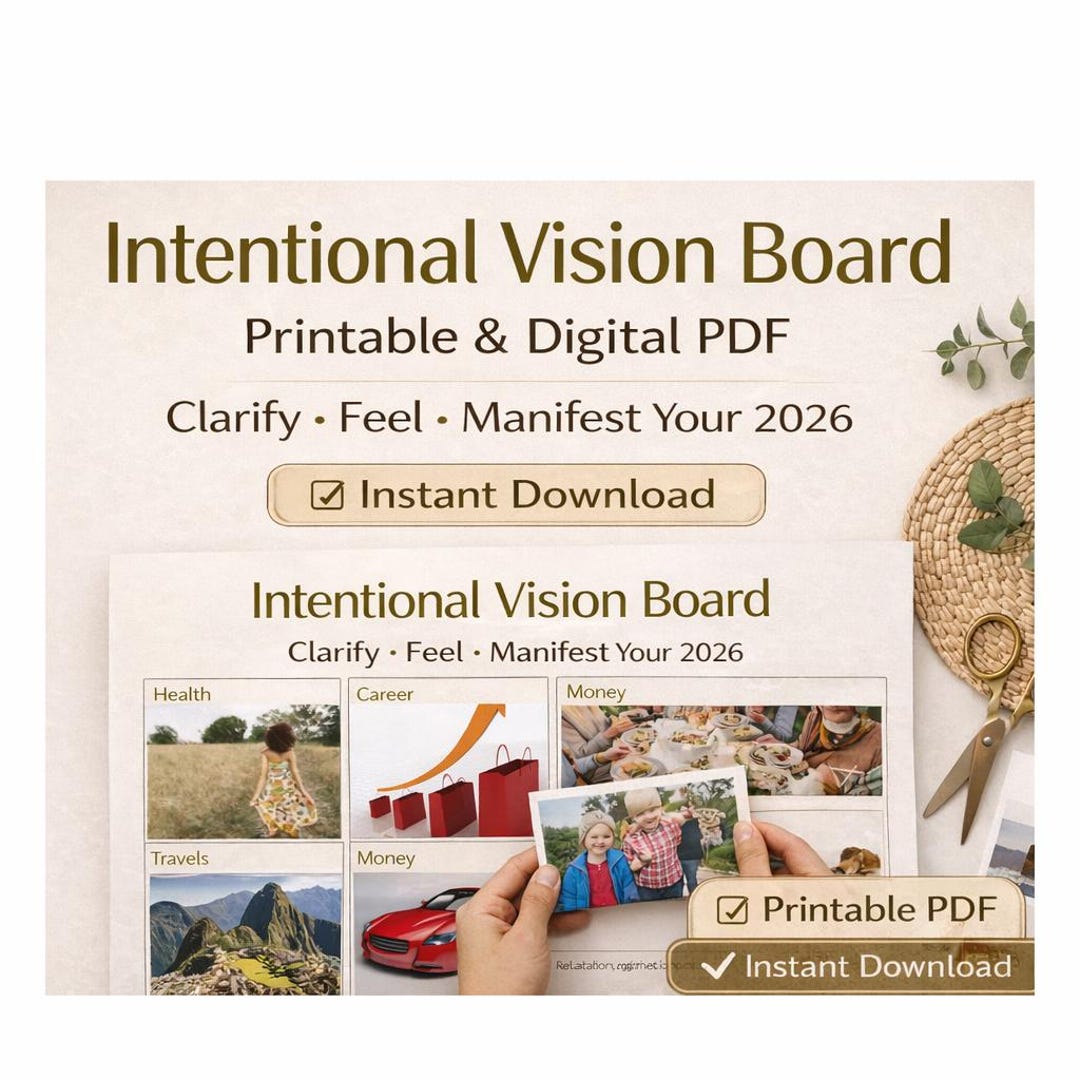 Intentional Vision Board Printable | Goal Setting & Manifestation Guide ...