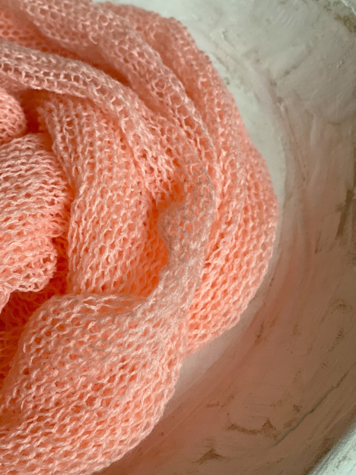 Salmon Peach Wrap Knitted Peach Wrap Photo Prop Stretch Etsy