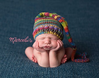 Long Knitted new born sleeping hat- New born Baby boy Hat-New Baby Photography prop