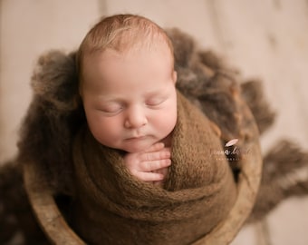 Brown mohair wrap, knitted mohair wrap, new born photo prop