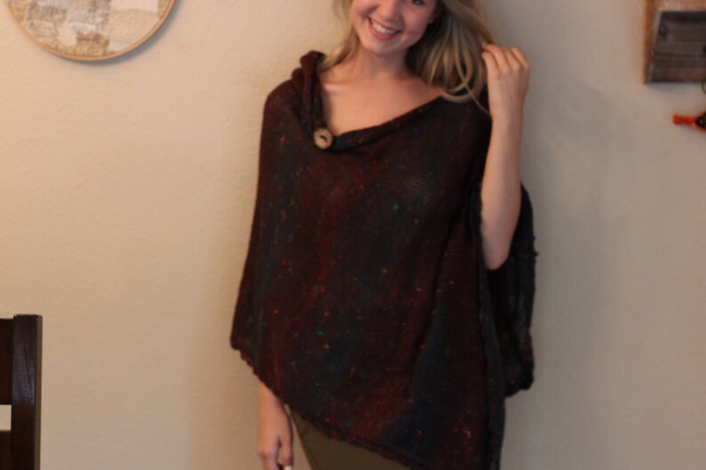 Knitted adult poncho,one size,Asymmetric Adult Poncho