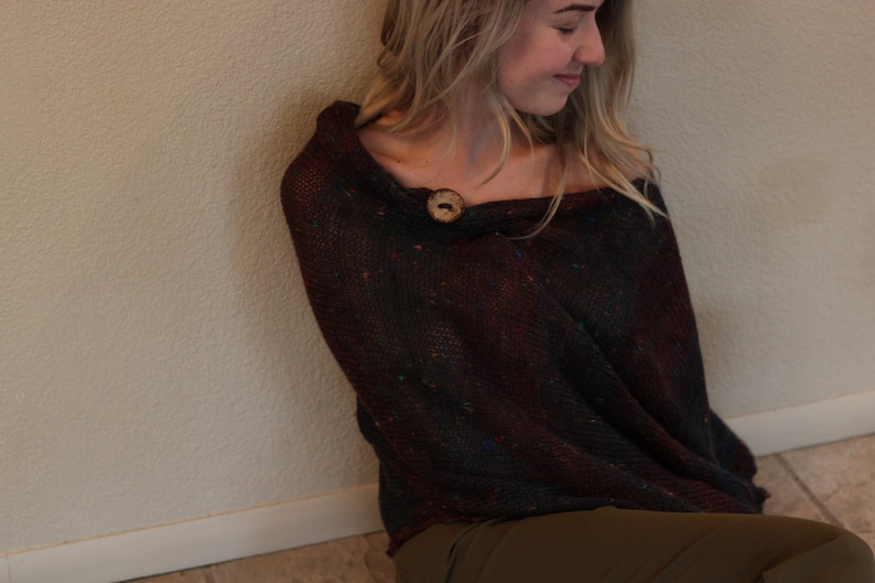 Knitted adult poncho,one size,Asymmetric Adult Poncho