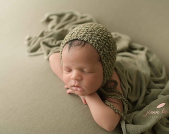 Newborn Knit Bonnet with Textured Stitch