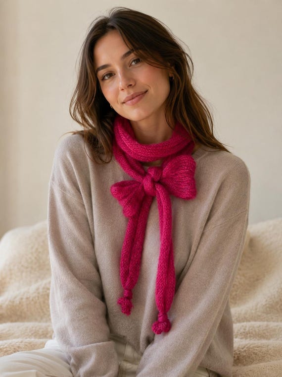 Cherry Pink Extra Long Mohair Scarf |  Soft Fluffy Mohair Blend Wrap | Lightweight Winter Scarf | Handmade Gift for Her
