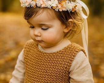 Autumn Baby Flower Crown: gedroogde baby's Breath & Blush-hortensia