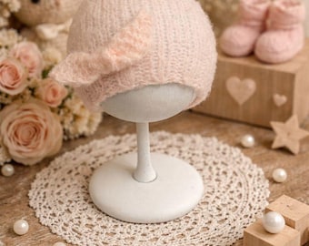 Newborn Knit Beanie Hat | Soft Pink Baby Hat |
