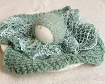 Layers set and bonnet;Sage green photo prop;Unisex photography prop