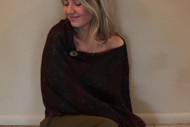 Knitted adult poncho,one size,Asymmetric Adult Poncho