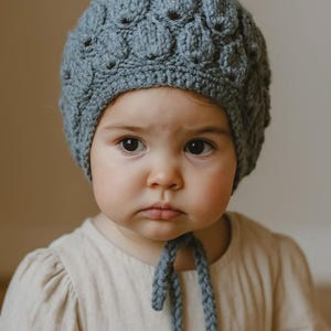knitted  Bubble Stitch Bonnet – Toddler Size 12–24 Months